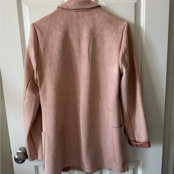 Joan Vass Faux Suede Mauve Jacket, S, Open Front w/ Pockets, NWOT - Picture 2 of 5